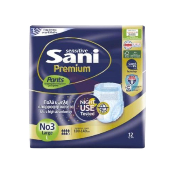 SANI PANTS LARGE NIGHT 12 PIECES (100 CM-140 CM )